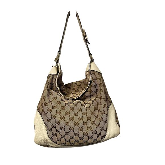 Gucci Charlotte Hobo Shoulder Bag Brown Canvas GG Monogram / Cream Leather AS IS - Picture 7 of 16
